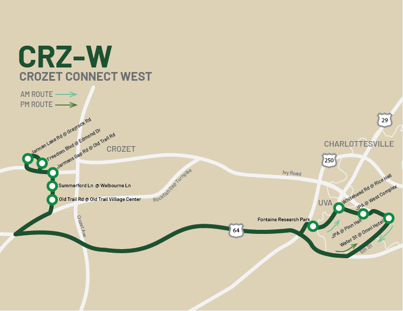 Crozet CONNECT West route